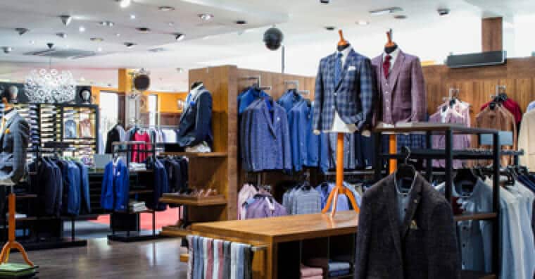 Retail store with men's jackets and ties