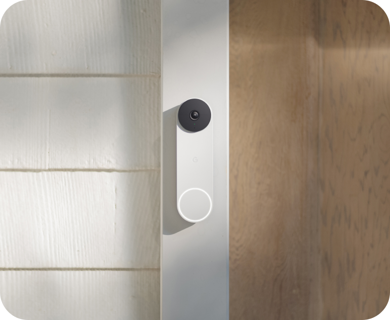 Google Nest Doorbell mounted by the door